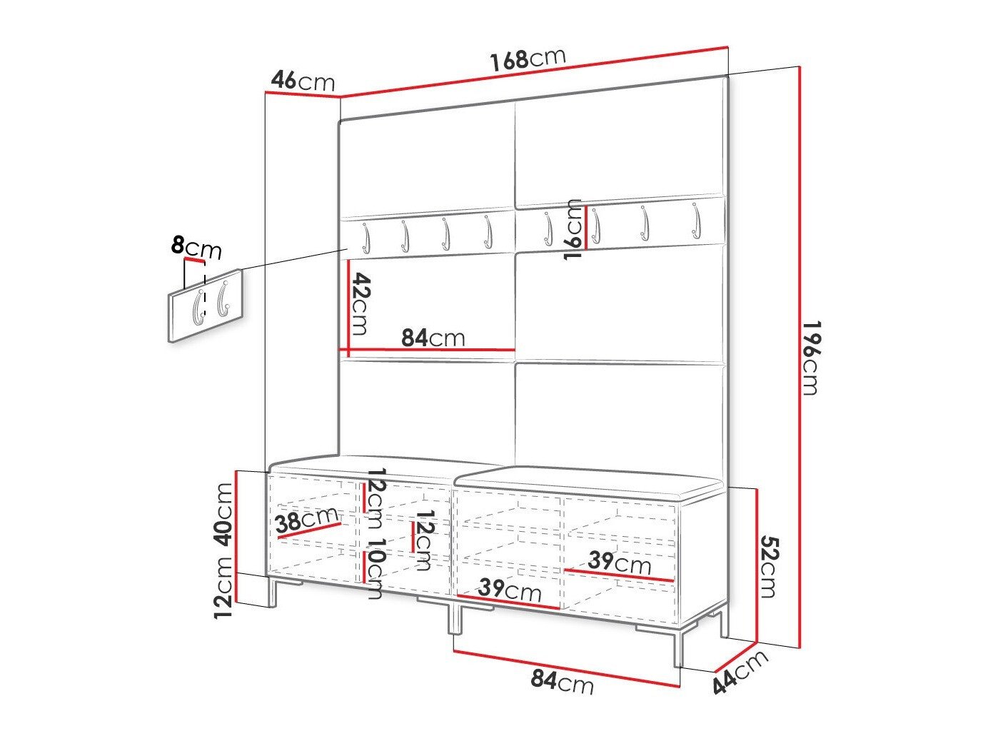 Meuble d'entrée Nomal II (Blanc)