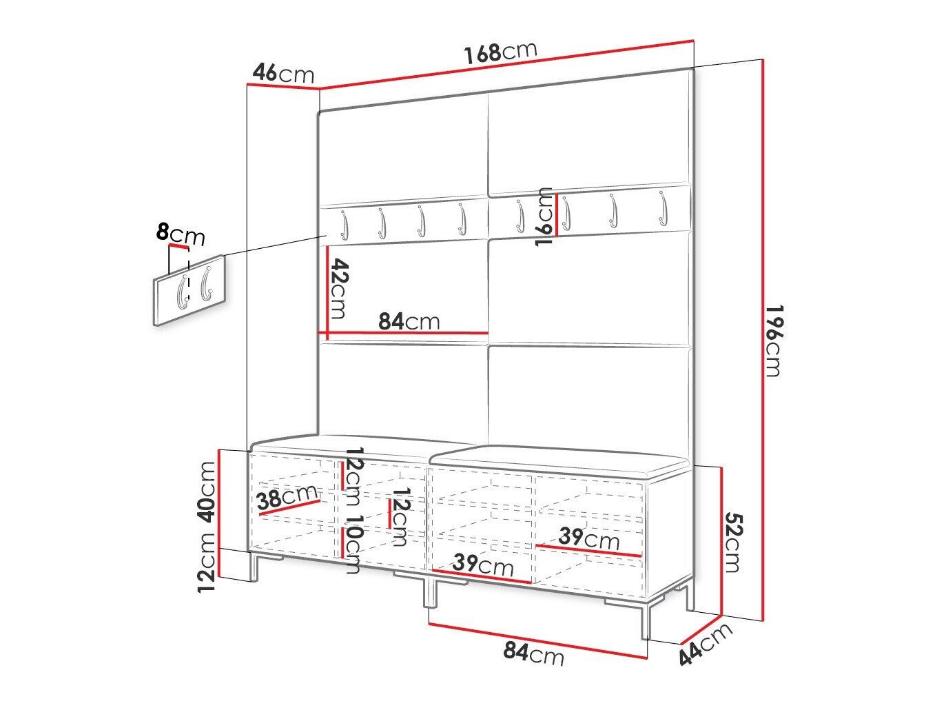 Meuble d'entrée Nomal II (Craft chêne)