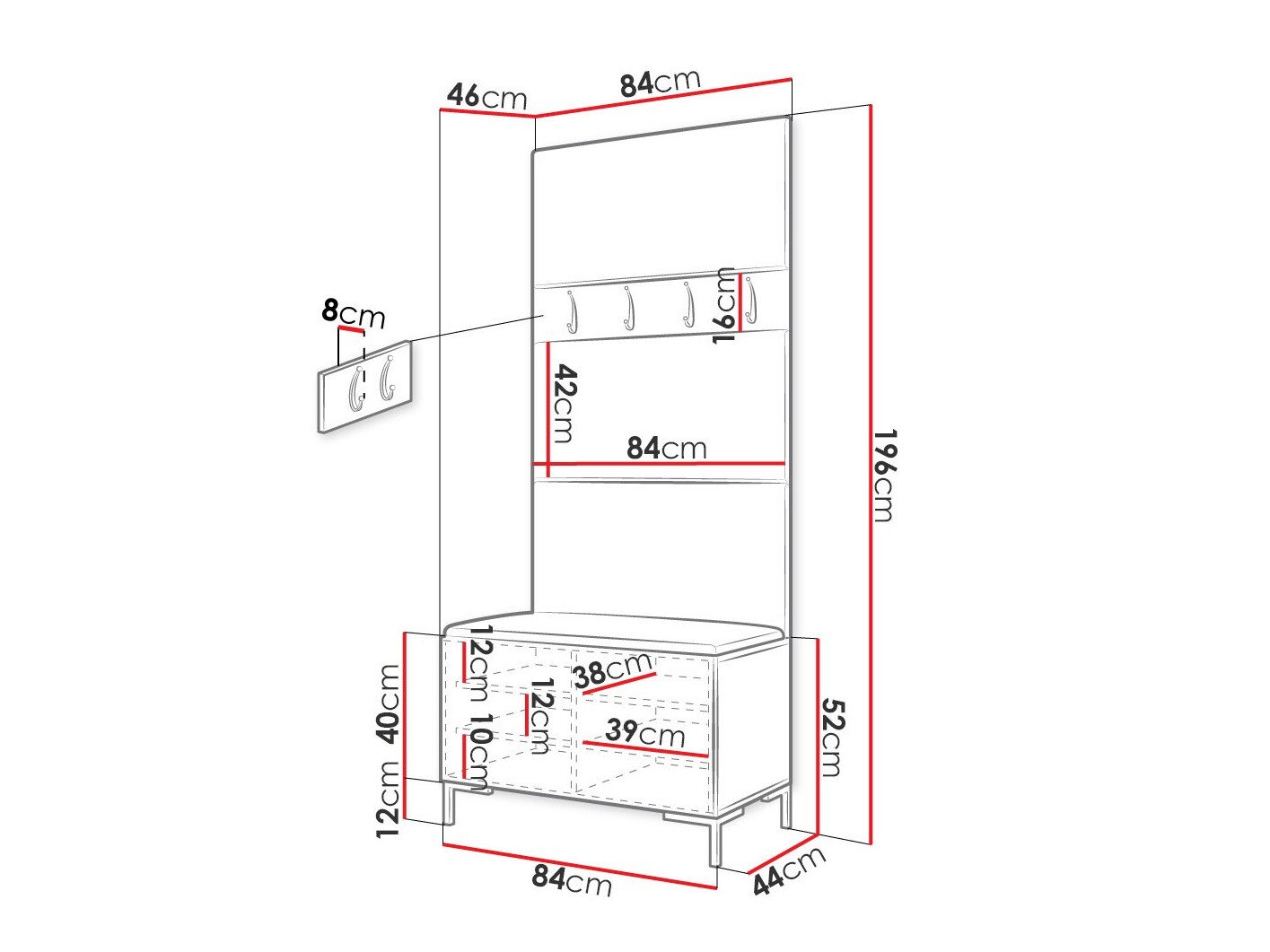 Meuble d'entrée Nomal III (Blanc)