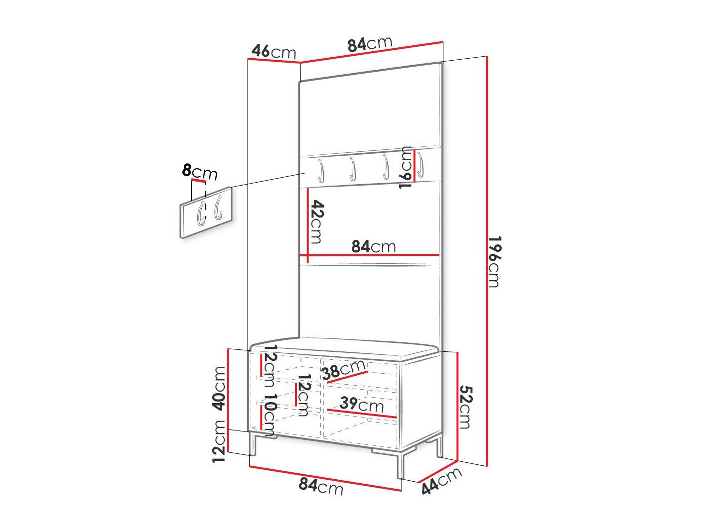 Meuble d'entrée Nomal III (Craft chêne)