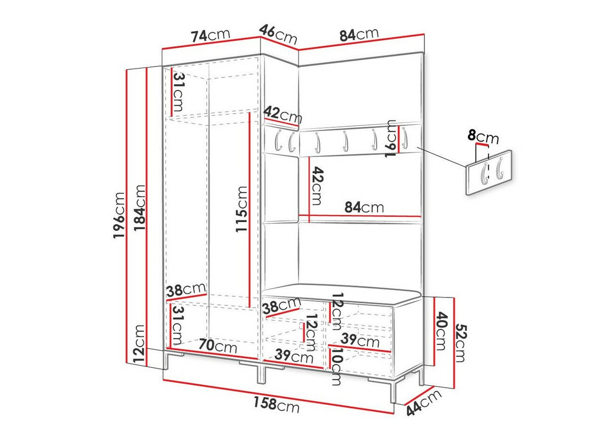 Meuble d'entrée Tivsoa 100 (Craft chêne)