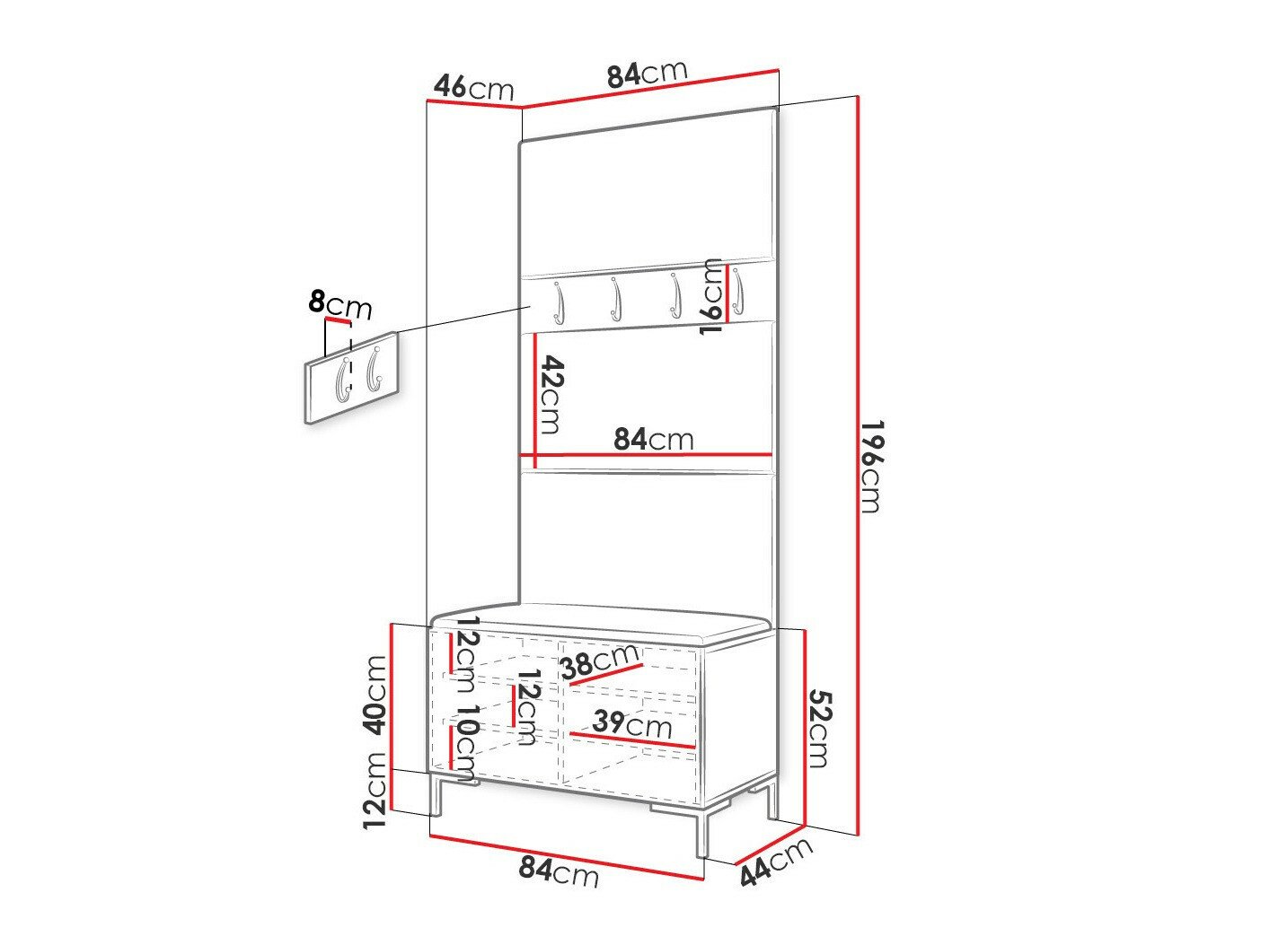 Meuble d'entrée Tivsoa 102 (Noir)