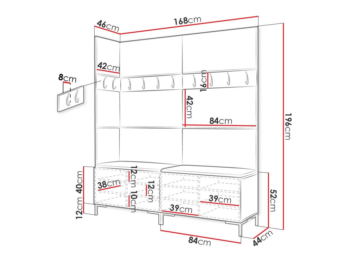 Meuble d'entrée Tivsoa 104 (Noir)