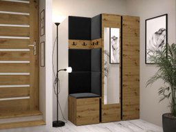 Meuble d'entrée Hartford 350 (Chêne Artisan + Noir)