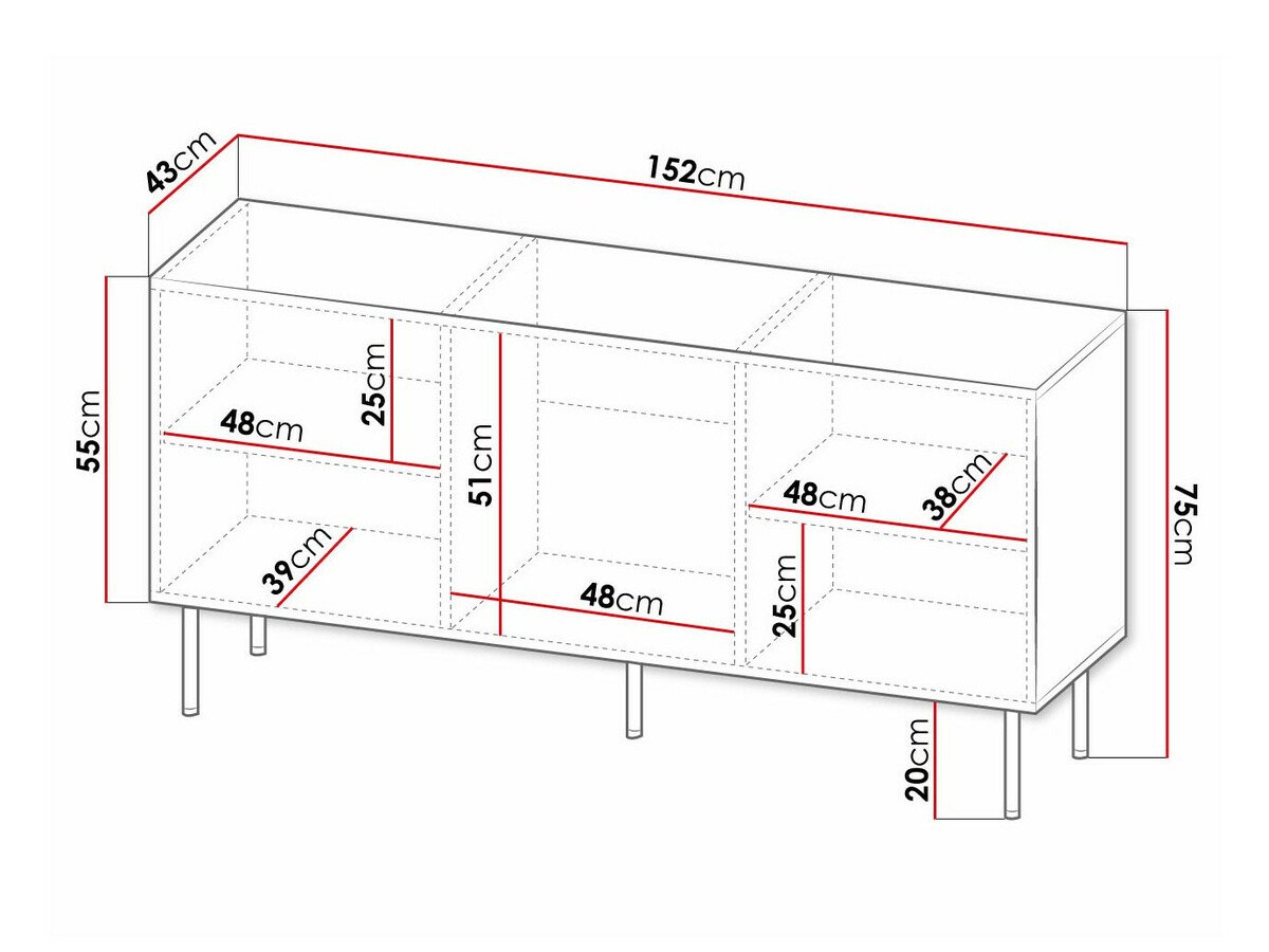 Buffet Charlotte 169 (Noir + Doré)