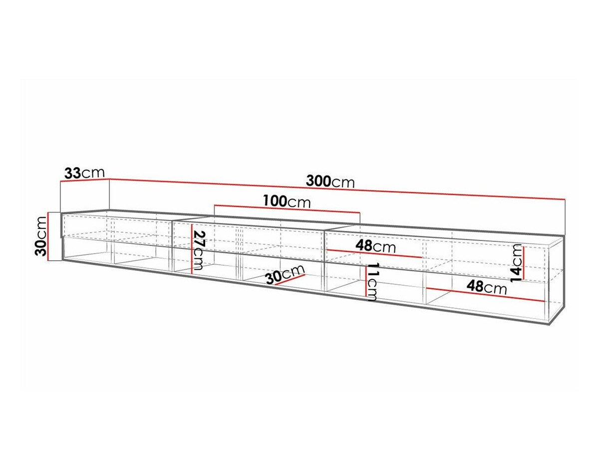 Meuble TV Sarasota 144 (Blanc + Blanc brillant)
