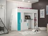 Lit mezzanine Hartford 355 (Blanc + Brillant Turquoise + Blanc brillant)