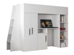 Lit mezzanine Hartford 355 (Blanc + Blanc brillant + Gris)