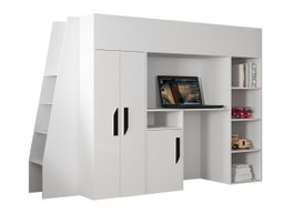 Lit mezzanine Hartford 355 (Blanc + Blanc brillant + Noir)