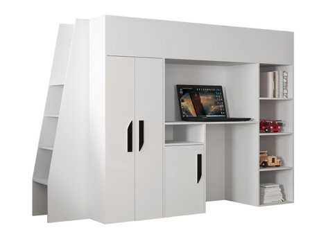 Lit mezzanine Hartford 355 (Blanc + Blanc brillant + Noir)