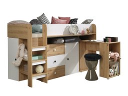 Lit mezzanine Hartford 359 (Chêne Artisan + Blanc)