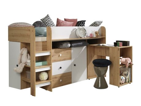 Lit mezzanine Hartford 359 (Chêne Artisan + Blanc)