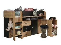 Lit mezzanine Hartford 359 (Chêne Artisan + Noir)