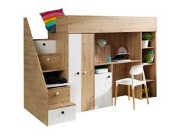 Lit mezzanine Hartford 362 (Chêne Artisan + Blanc)