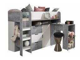 Lit mezzanine Hartford 363 (Béton + Blanc)