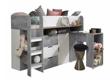 Lit mezzanine Hartford 363 (Béton + Blanc)