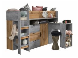 Lit mezzanine Hartford 363 (Béton + Chêne wotan)