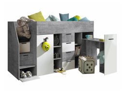 Lit mezzanine Hartford 364 (Béton + Blanc)