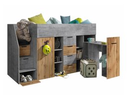 Lit mezzanine Hartford 364 (Béton + Chêne wotan)