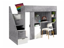 Lit mezzanine Hartford 365 (Béton + Blanc)