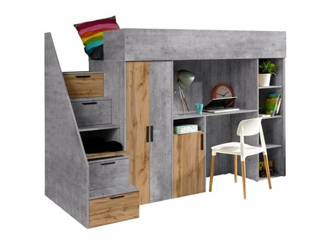 Lit mezzanine Hartford 365 (Béton + Chêne wotan)