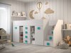 Lit mezzanine Hartford 366 (Blanc + Blanc brillant + Turquoise)