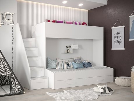 Lit superposé Hartford 356 (Blanc + Blanc brillant)