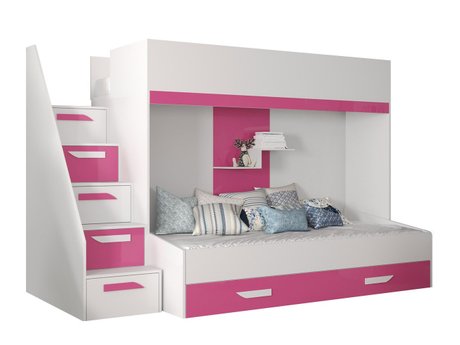 Lit superposé Hartford 356 (Blanc + Rose brillant + Blanc brillant)