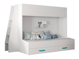 Lit superposé Hartford 357 (Blanc + Blanc brillant + Turquoise)