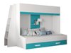 Lit superposé Hartford 357 (Blanc + Brillant Turquoise + Blanc brillant)