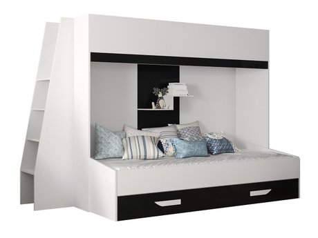 Lit superposé Hartford 357 (Blanc + Noir brillant + Blanc brillant)