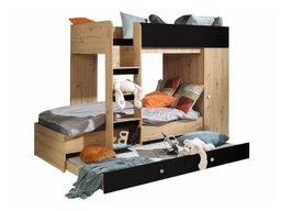 Lit superposé Hartford 360 (Chêne Artisan + Noir)