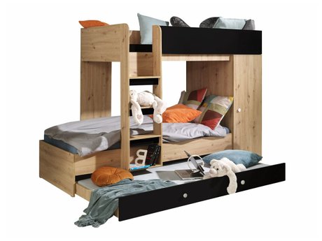 Lit superposé Hartford 360 (Chêne Artisan + Noir)