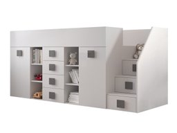 Lit mezzanine Hartford 366 (Blanc + Blanc brillant + Gris)