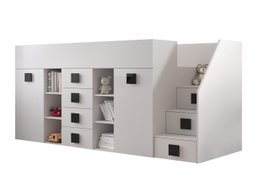 Lit mezzanine Hartford 366 (Blanc + Blanc brillant + Noir)