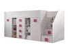 Lit mezzanine Hartford 366 (Blanc + Blanc brillant + Rose)