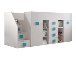 Lit mezzanine Hartford 366 (Blanc + Blanc brillant + Turquoise)