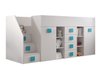Lit mezzanine Hartford 366 (Blanc + Blanc brillant + Turquoise)