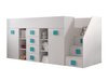 Lit mezzanine Hartford 366 (Blanc + Blanc brillant + Turquoise)