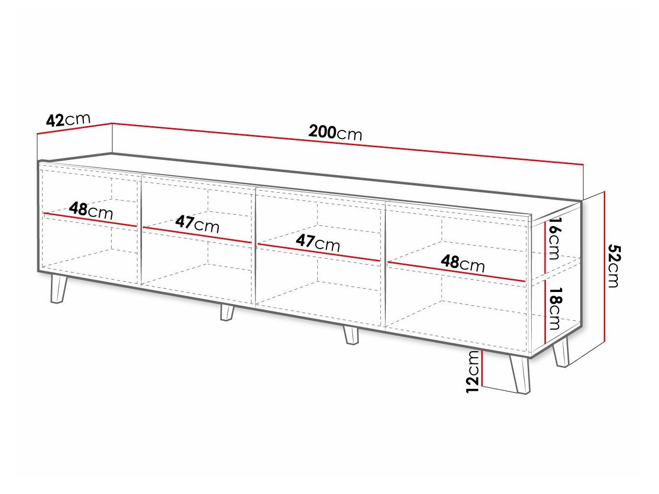 Meuble TV Charlotte 174 (Noir)