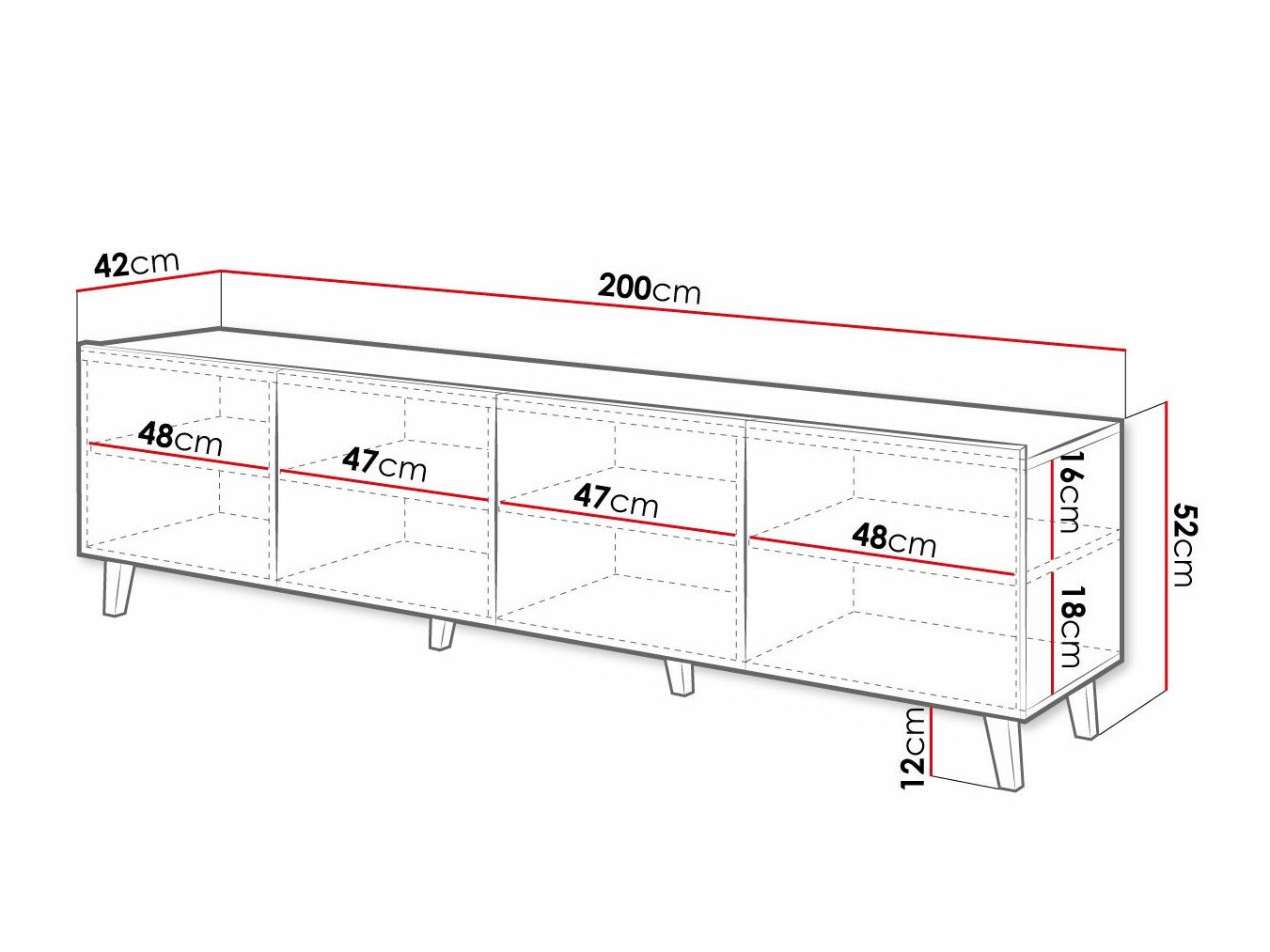 Meuble TV Charlotte 176 (Noir)