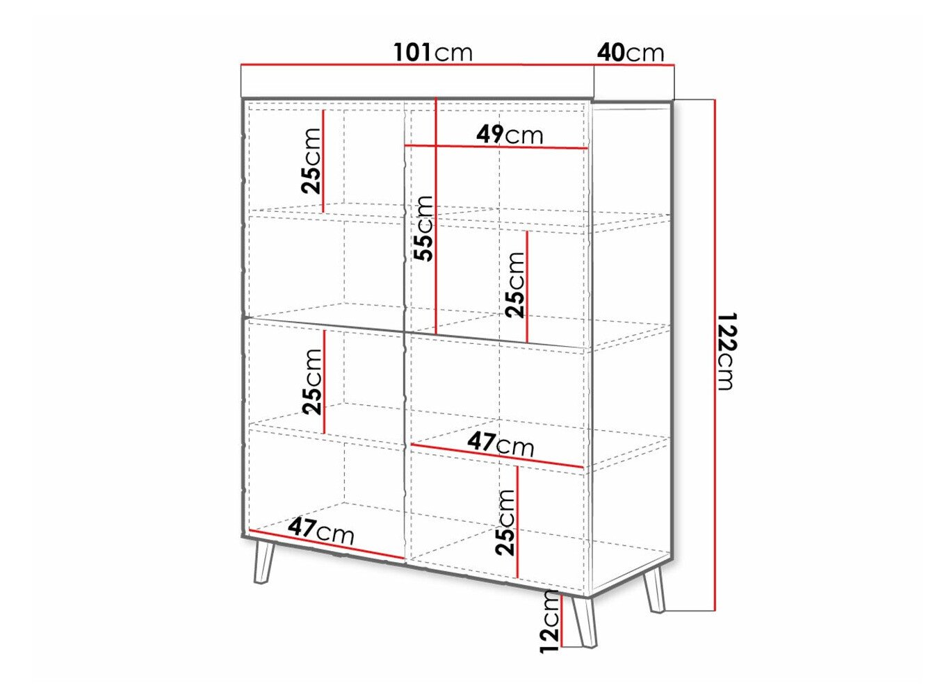 Buffet Charlotte 179 (Blanc + Blanc brillant)
