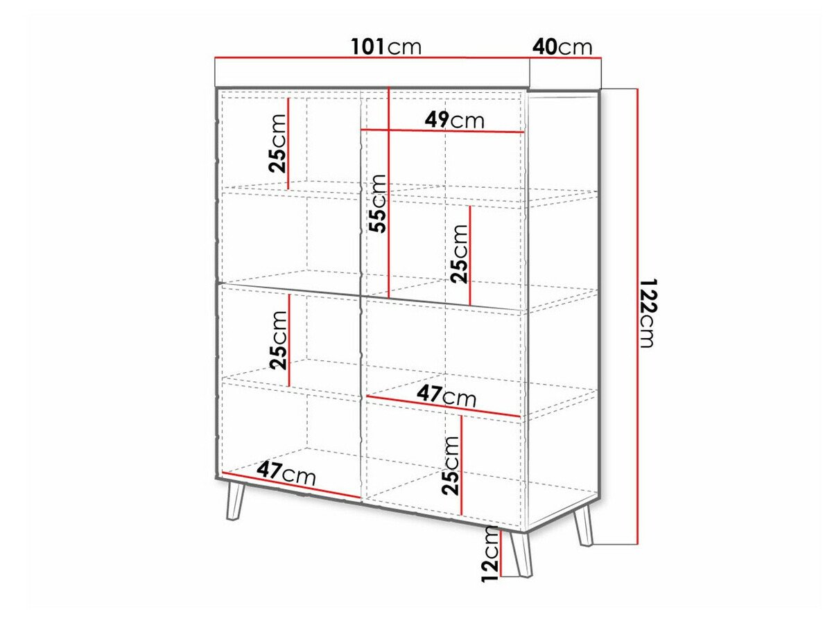 Buffet Charlotte 179 (Noir + Noir brillant)