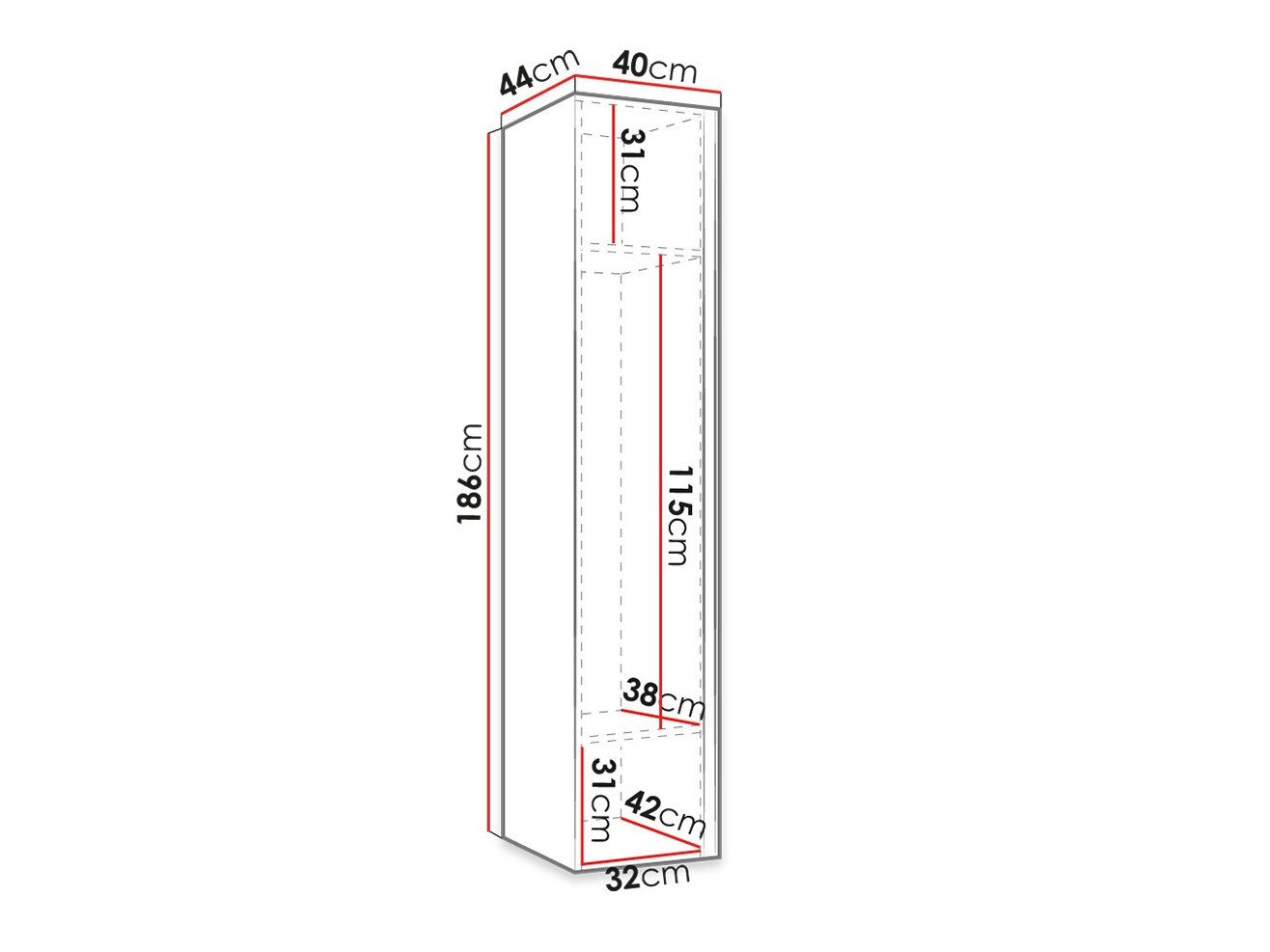 Armoire Pinis II (Chêne Artisan + Noir)