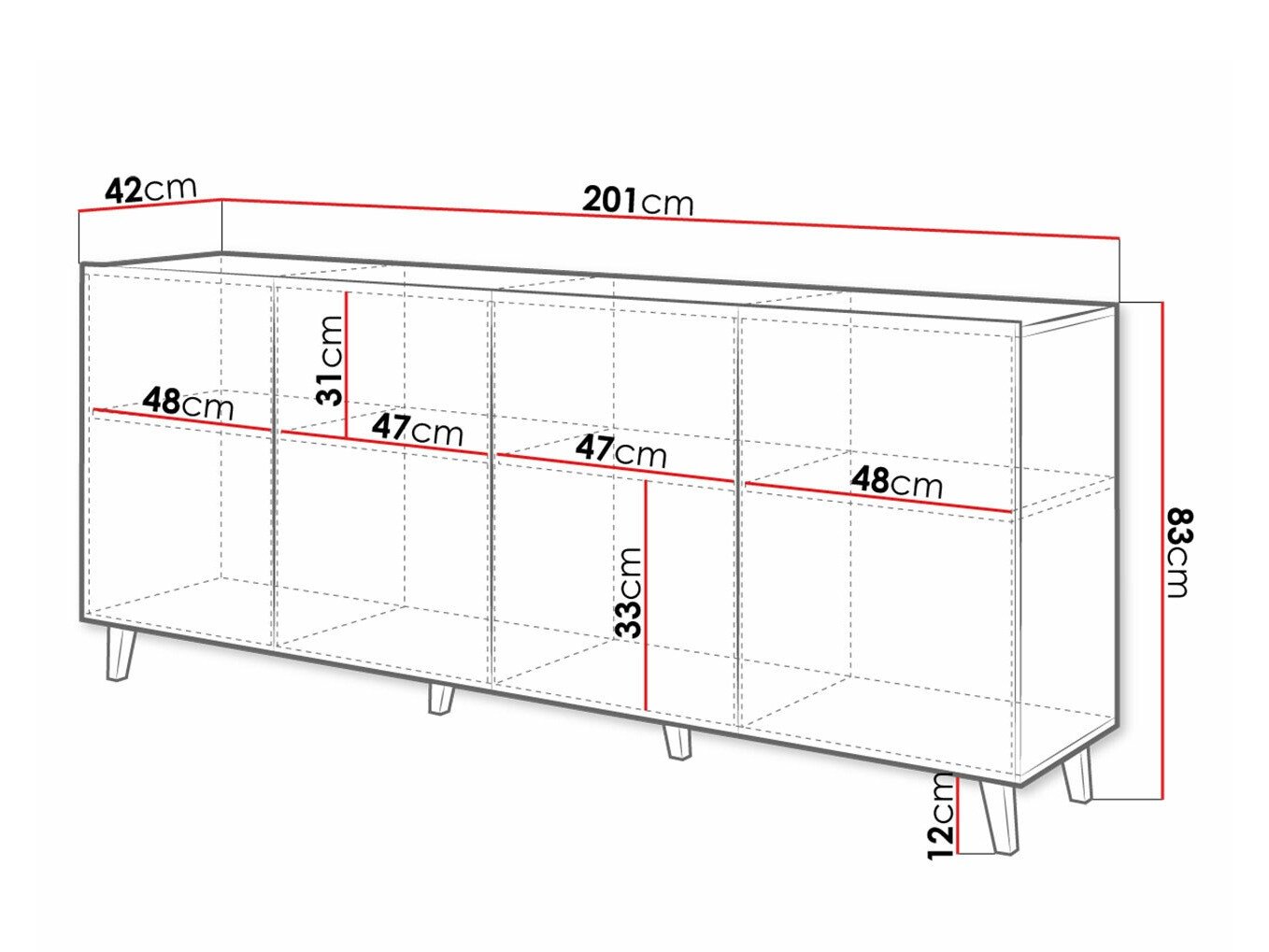 Buffet Charlotte 180 (Blanc + Noir)