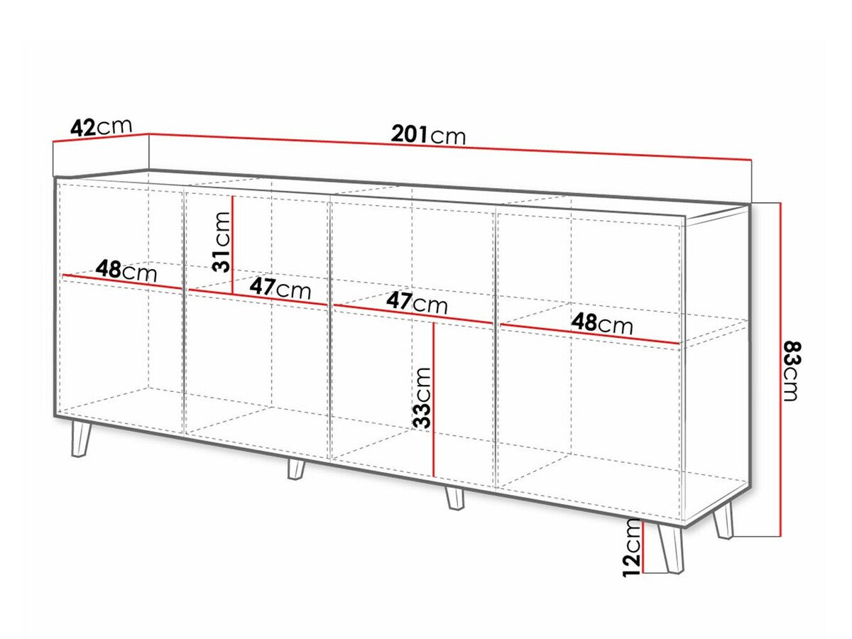 Buffet Charlotte 180 (Noir + Craft chêne)