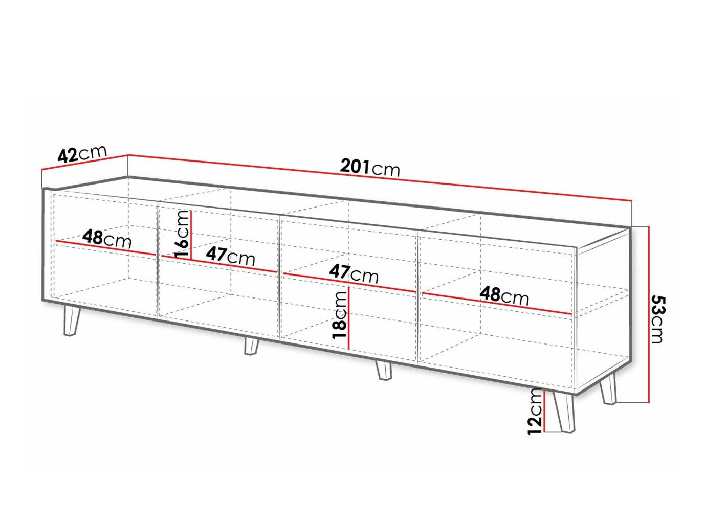 Meuble TV Charlotte 181 (Blanc + Noir)