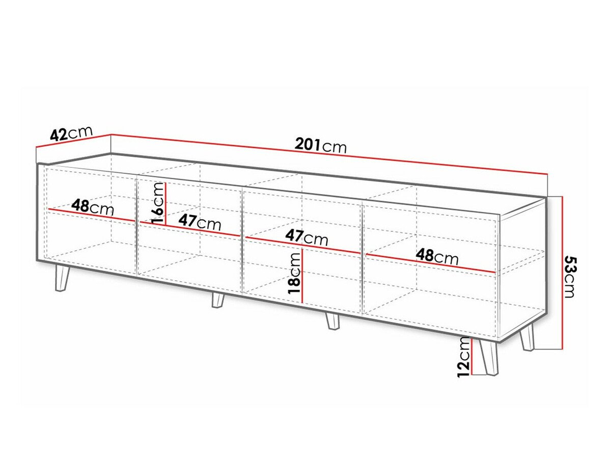 Meuble TV Charlotte 181 (Noir + Craft chêne)