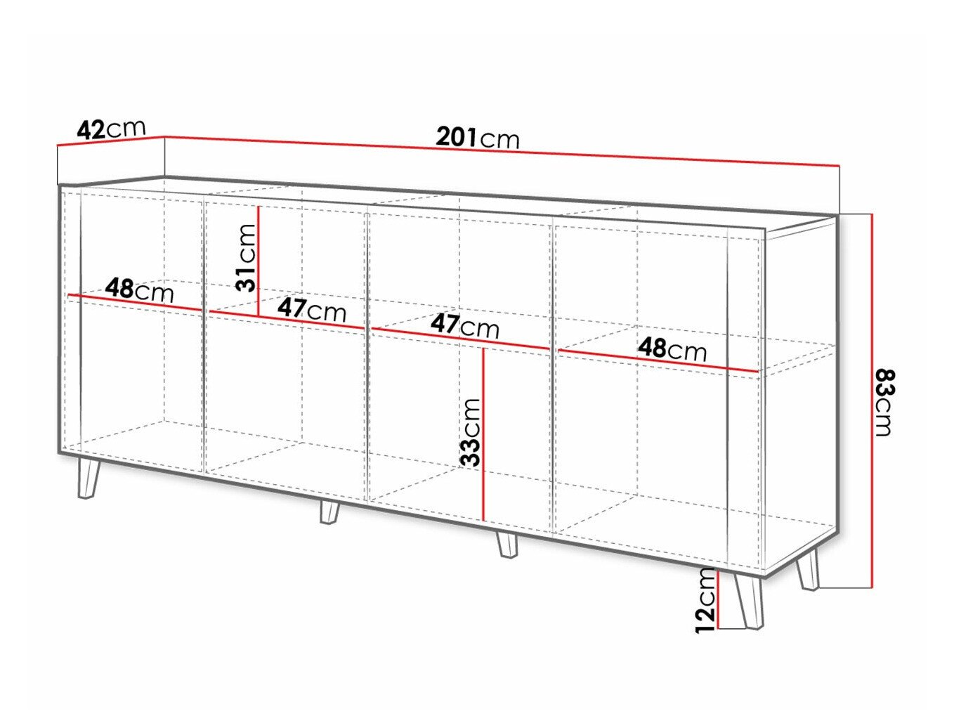 Buffet Charlotte 183 (Blanc + Craft chêne)