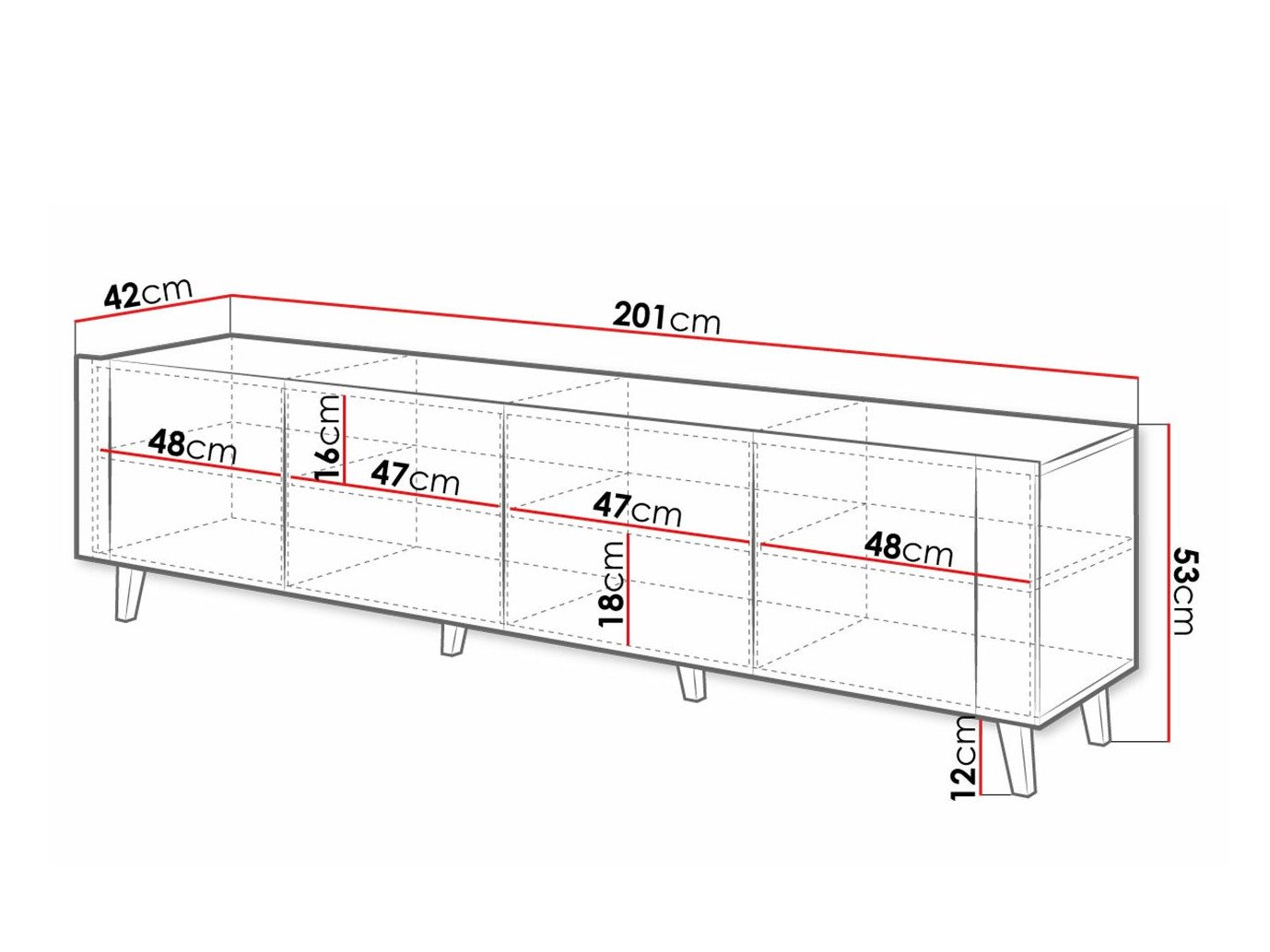 Meuble TV Charlotte 184 (Blanc + Craft chêne)